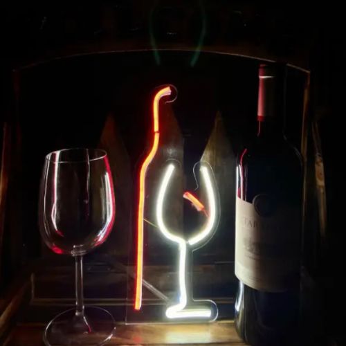 Wine Glass Neon Sign Art, neon lights, custom neon sign, Zesta neon