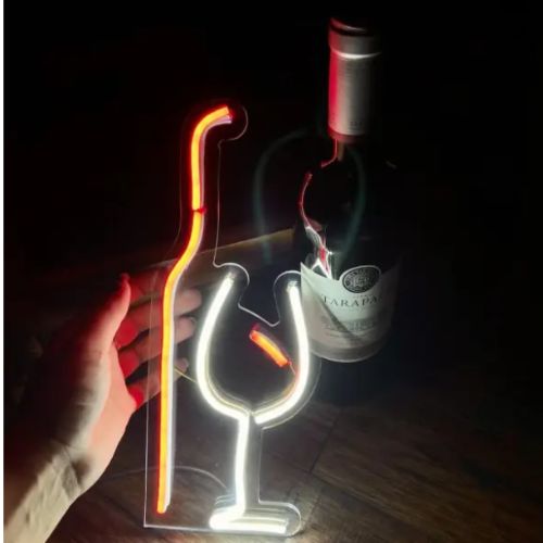 Wine Glass Neon Sign Art, neon lights, custom neon sign, Zesta neon