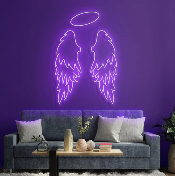 Angel Wings Neon Sign Board for Room