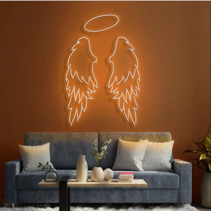 Angel Wings Neon Sign Board for Room