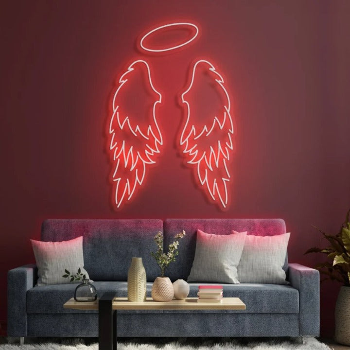 Angel Wings Neon Sign Board for Room