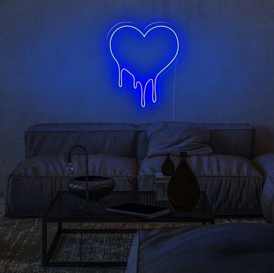 Dripping heart glow sign board, zesta neon, Heart Neon Sign, neon lights, custom neon sign, heart neon lights