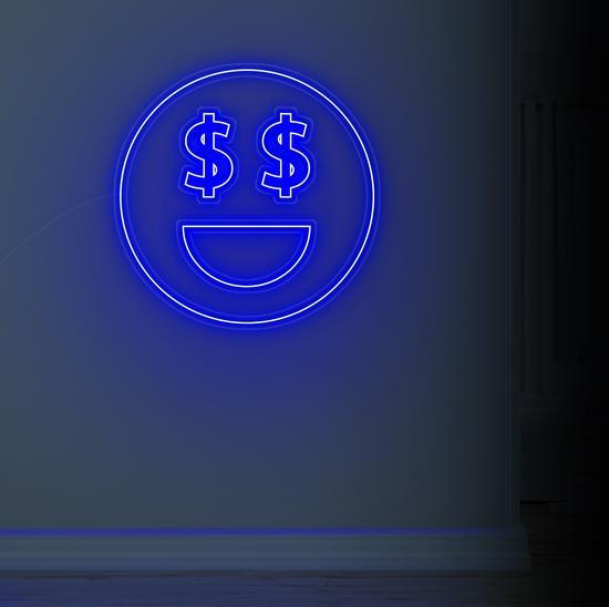 dollar face neon sign, zesta neon, neon sign art, custom neon lights, dollar neon sign