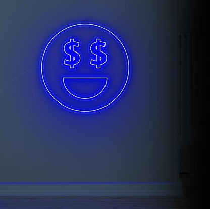 dollar face neon sign, zesta neon, neon sign art, custom neon lights, dollar neon sign