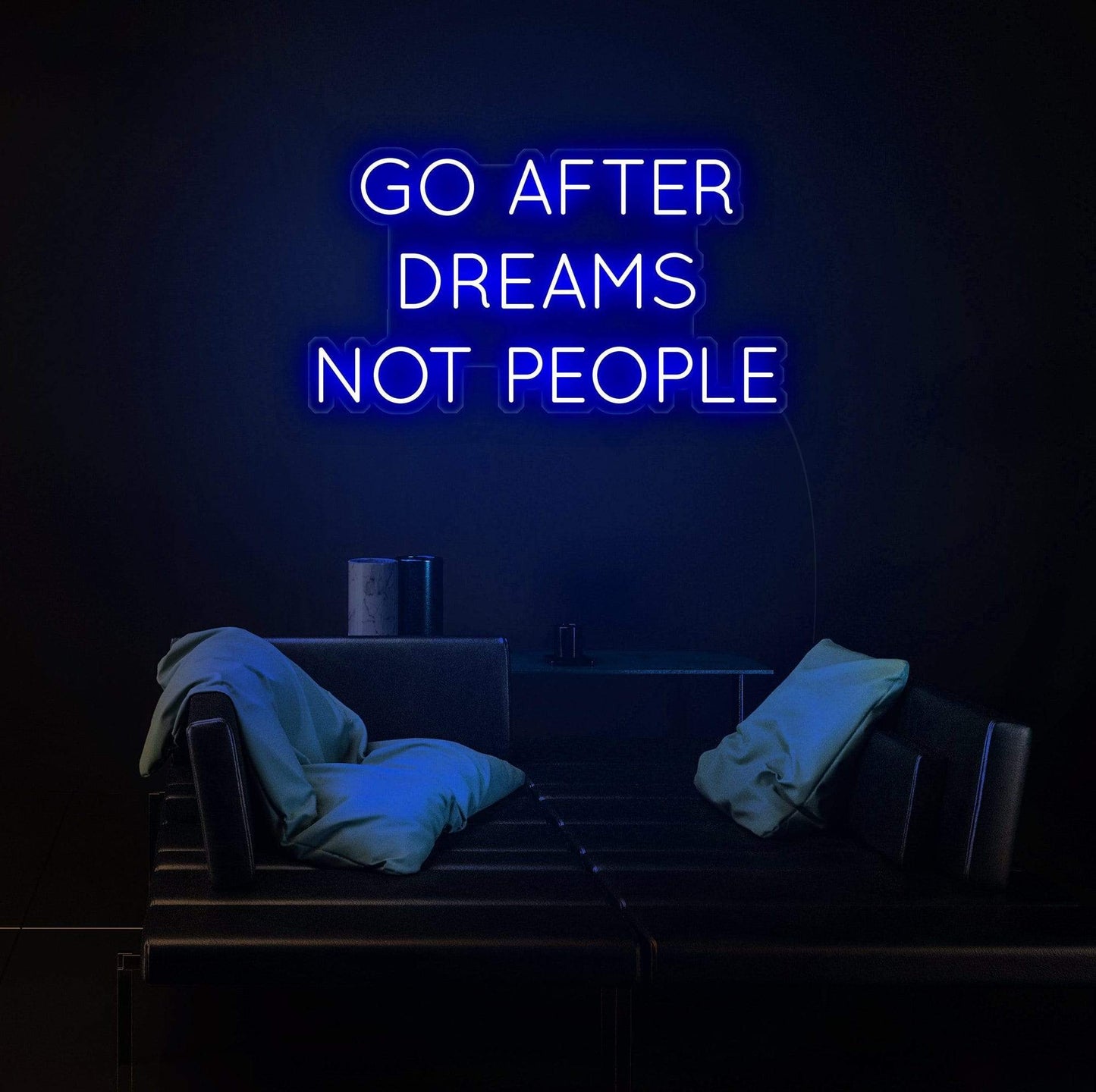 Zesta Neon Yellow GO AFTER DREAMS NOT PEOPLE LED Neon Quotes, zestaneon, neon sign quotes, neon ligths