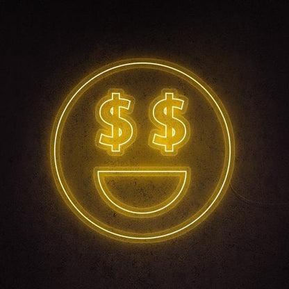 dollar face neon sign, zesta neon, neon sign art, custom neon lights, dollar neon sign