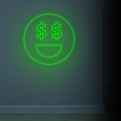 dollar face neon sign, zesta neon, neon sign art, custom neon lights, dollar neon sign