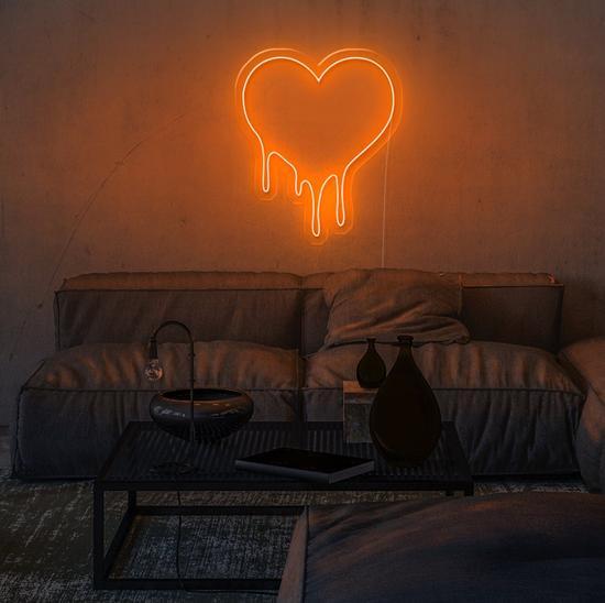 Dripping heart glow sign board, zesta neon, Heart Neon Sign, neon lights, custom neon sign, heart neon lights