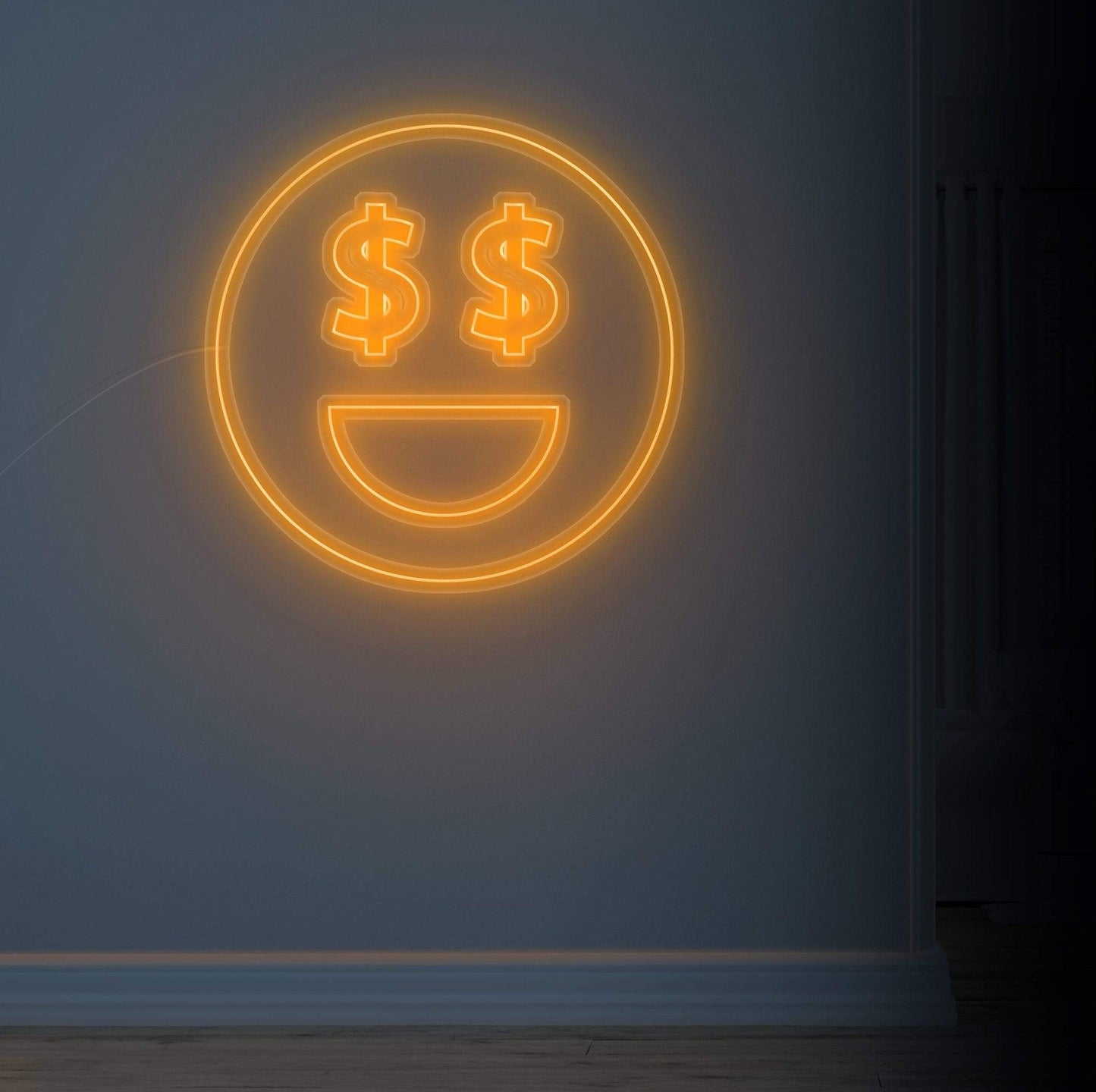 dollar face neon sign, zesta neon, neon sign art, custom neon lights, dollar neon sign