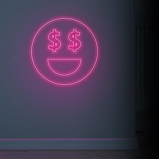 dollar face neon sign, zesta neon, neon sign art, custom neon lights, dollar neon sign