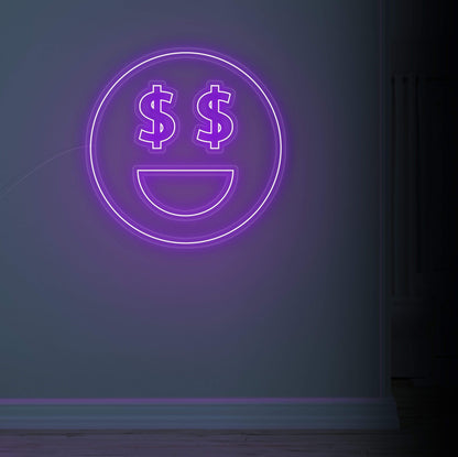 dollar face neon sign, zesta neon, neon sign art, custom neon lights, dollar neon sign