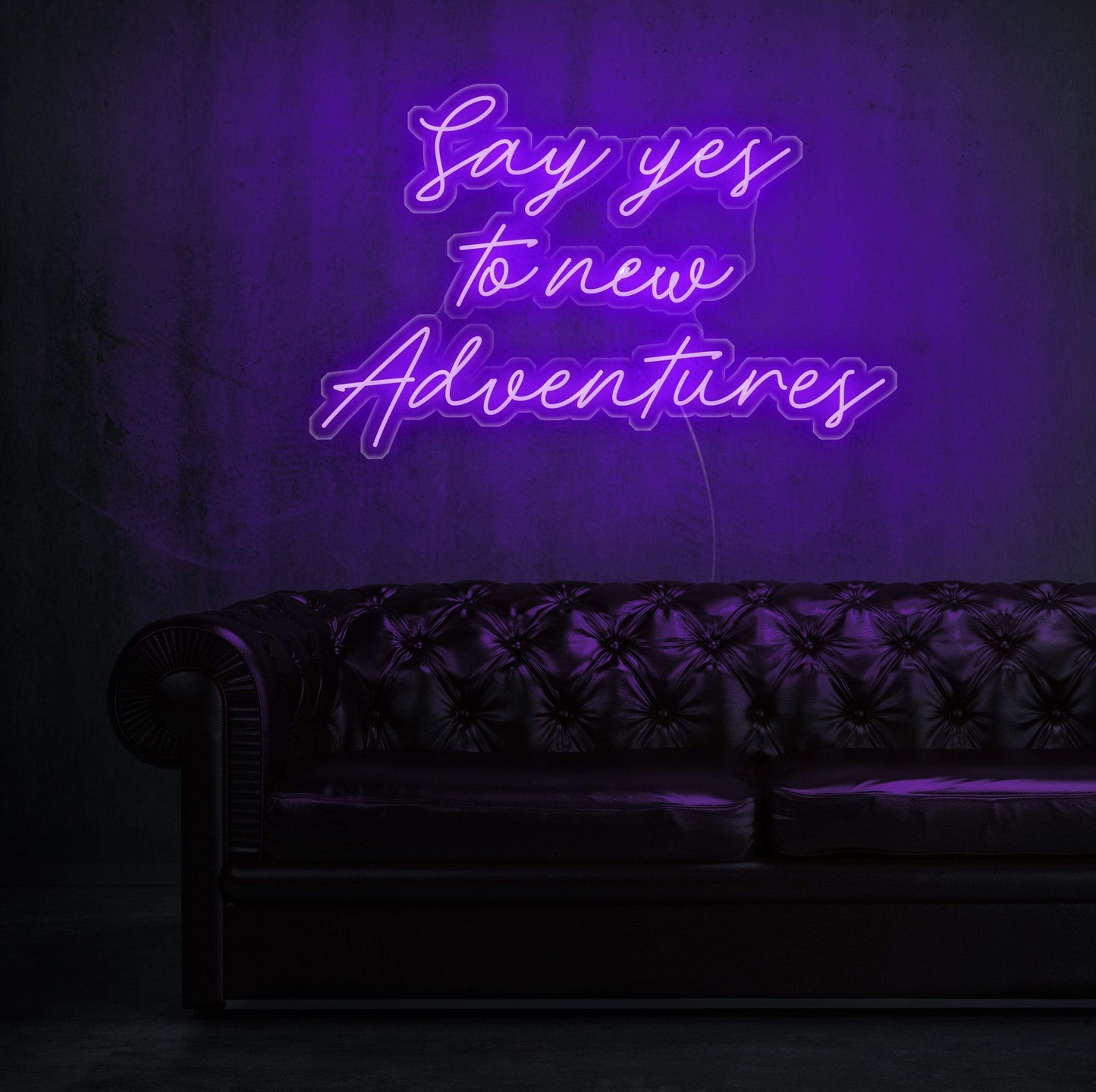 neon light, Neon Quote, Say yes to new adventure, zesta noen, neon sign quotes