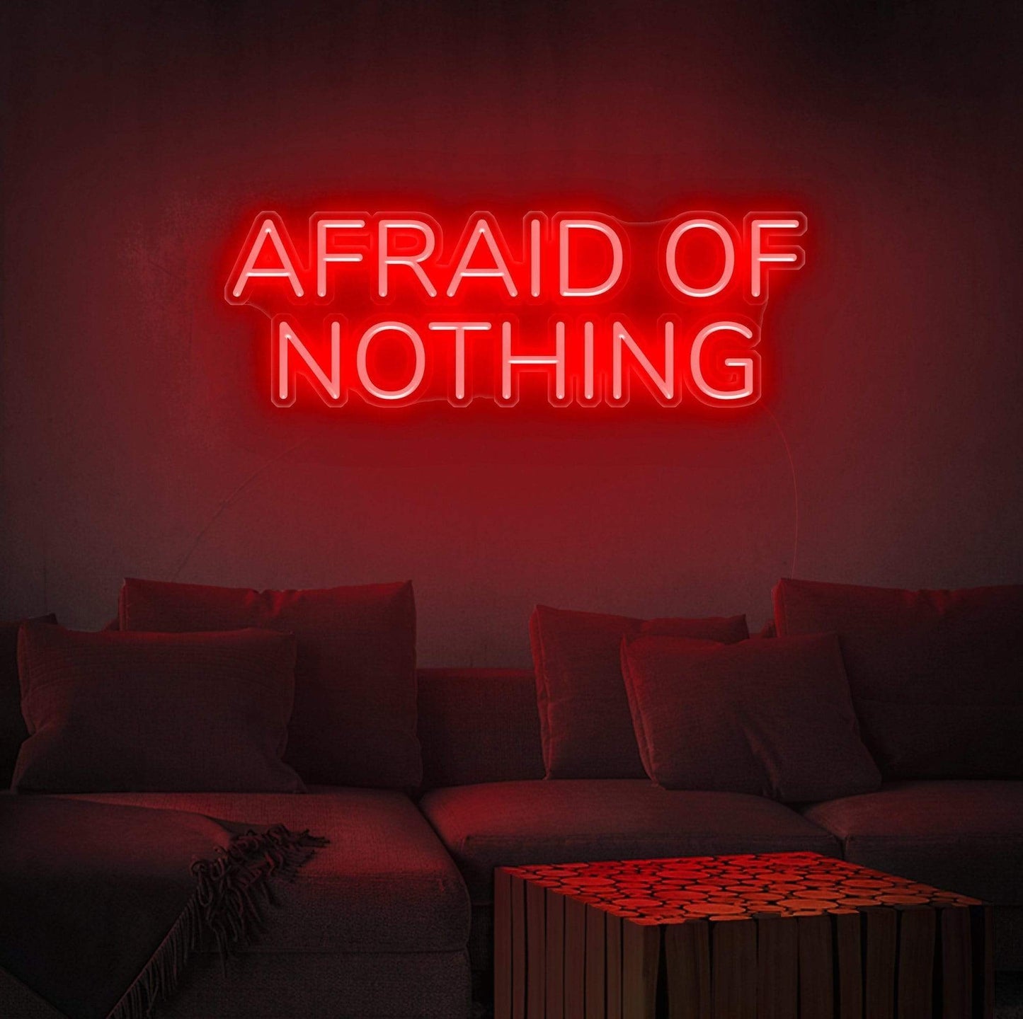 buy custom neon sign, Neon Quote - Afraid Of Nothing, Zesta neon, Neon sign quotes, neon light quotes