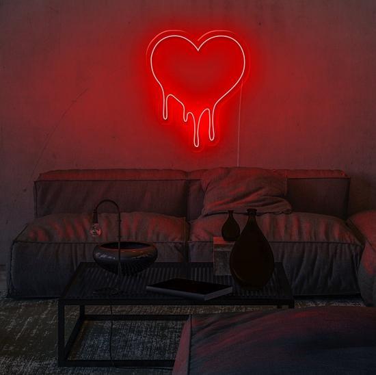 Dripping heart glow sign board, zesta neon, Heart Neon Sign, neon lights, custom neon sign, heart neon lights