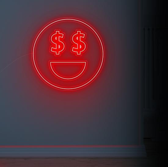 dollar face neon sign, zesta neon, neon sign art, custom neon lights, dollar neon sign