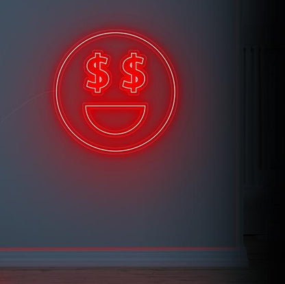 dollar face neon sign, zesta neon, neon sign art, custom neon lights, dollar neon sign