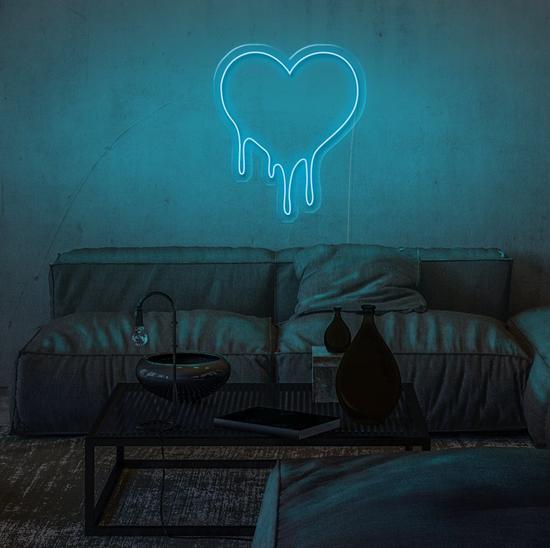 Dripping heart glow sign board, zesta neon, Heart Neon Sign, neon lights, custom neon sign, heart neon lights