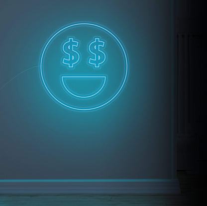 dollar face neon sign, zesta neon, neon sign art, custom neon lights, dollar neon sign