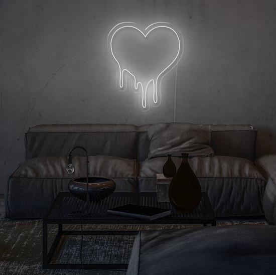 Dripping heart glow sign board, zesta neon, Heart Neon Sign, neon lights, custom neon sign, heart neon lights