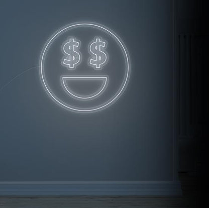 dollar face neon sign, zesta neon, neon sign art, custom neon lights, dollar neon sign