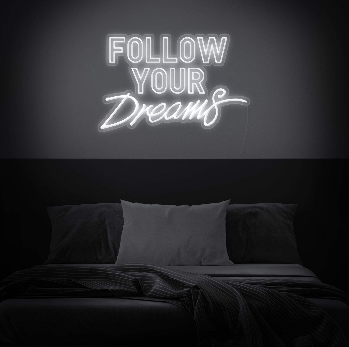 FOLLOW YOUR DREAMS, custom neon led quotes, zesta neon, neon sign quotes, neon light quotes, custom neon sign quotes,