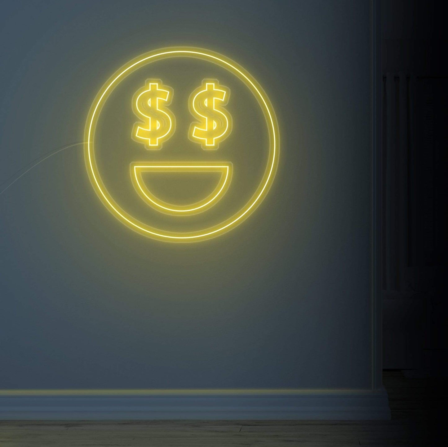 dollar face neon sign, zesta neon, neon sign art, custom neon lights, dollar neon sign